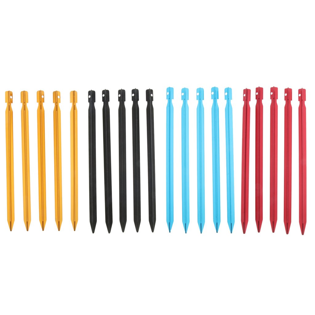 Cheap Goat Tents 5pcs 23cm Aluminum Camping Tent Stakes Pegs Triangle Ground Nails Tent Accessories 